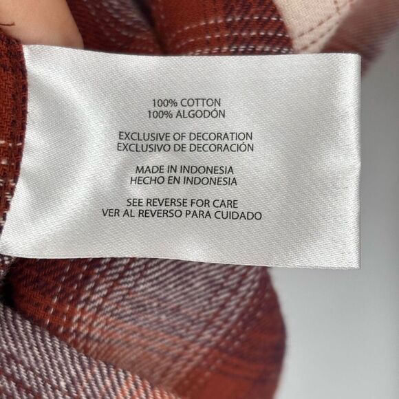 Gap Moana Plaid Flannel‎ Shirt Brown/Orange Size XL NWT - Picture 9 of 9